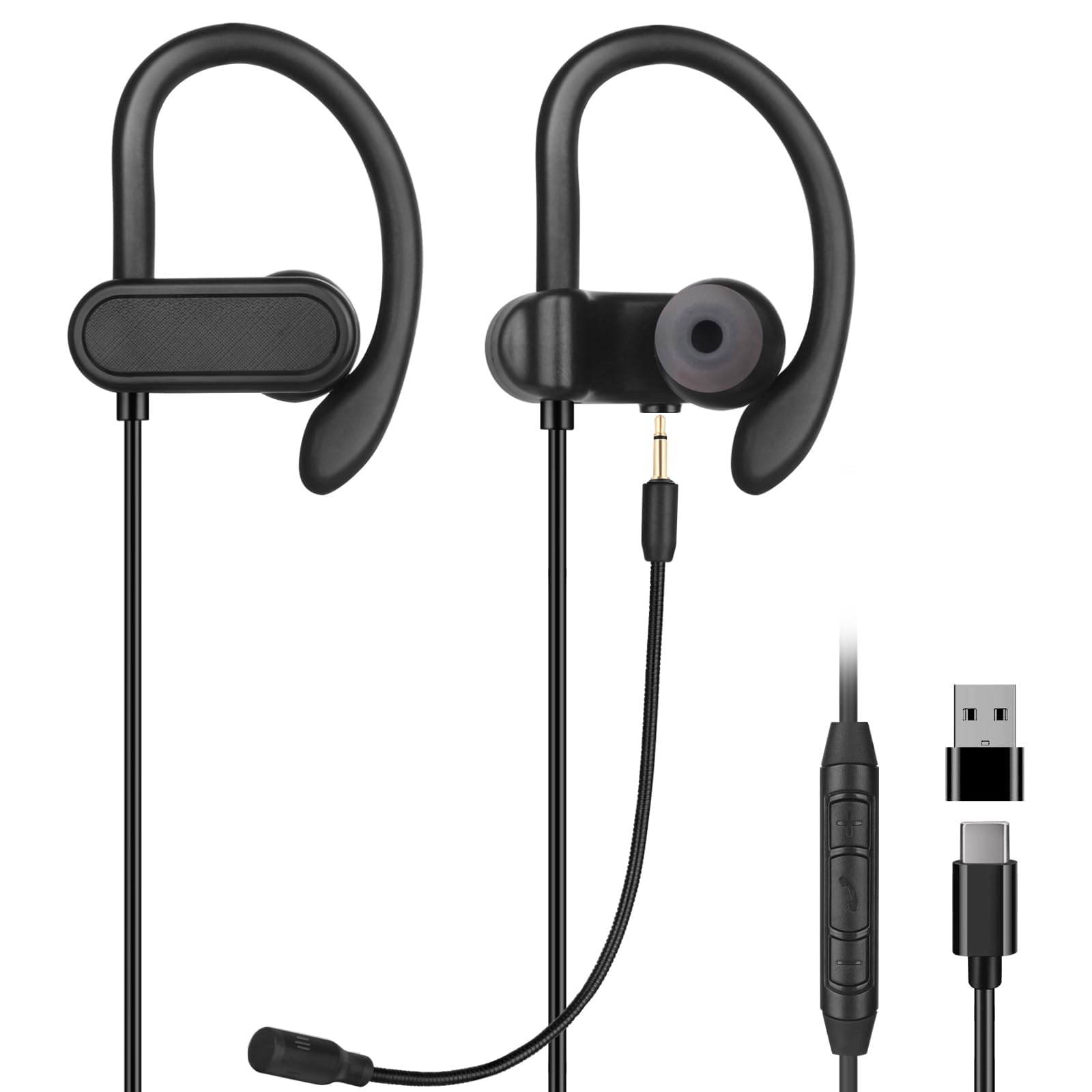 DUNGZDUZ USB C & USB A Earbuds with Boom Mic for Smartphones